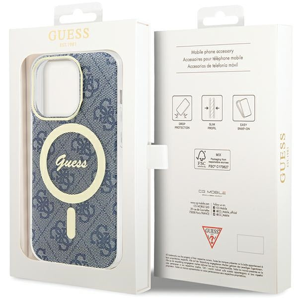 Guess MagSafe dėklas iPhone 15 Pro – mėlynas