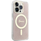 Guess MagSafe dėklas iPhone 15 Pro – rožinis