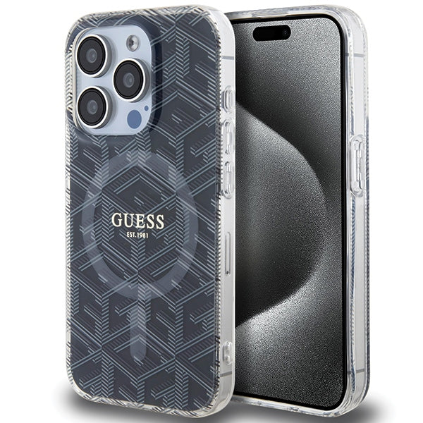 Guess MagSafe dėklas iPhone 15 Pro – juodas