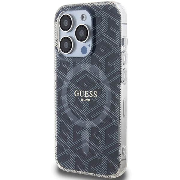 Guess MagSafe dėklas iPhone 15 Pro – juodas