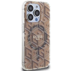 Guess MagSafe dėklas iPhone 15 Pro – rudas