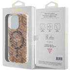 Guess MagSafe dėklas iPhone 15 Pro – rudas