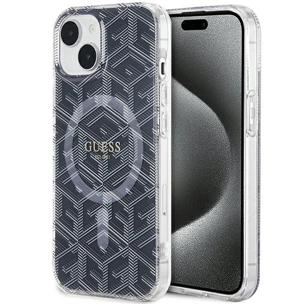Guess MagSafe dėklas iPhone 15 Plus / 14 Plus – juodas