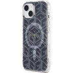 Guess MagSafe dėklas iPhone 15 Plus / 14 Plus – juodas