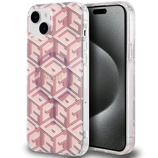 Guess MagSafe dėklas iPhone 15 Plus / 14 Plus – rožinis