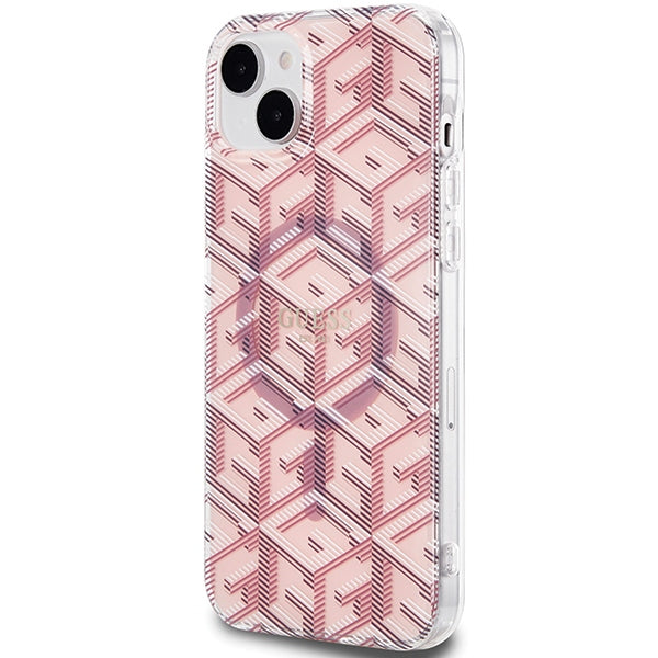 Guess MagSafe dėklas iPhone 15 Plus / 14 Plus – rožinis
