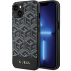Guess GCube Stripes MagSafe dėklas iPhone 15/14/13 – juodas