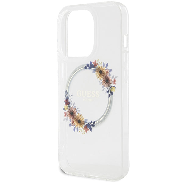 Guess MagSafe dėklas iPhone 15 Pro Max – skaidrus
