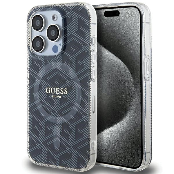 Guess MagSafe dėklas iPhone 15 Pro Max – juodas