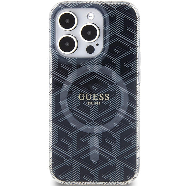 Guess MagSafe dėklas iPhone 15 Pro Max – juodas