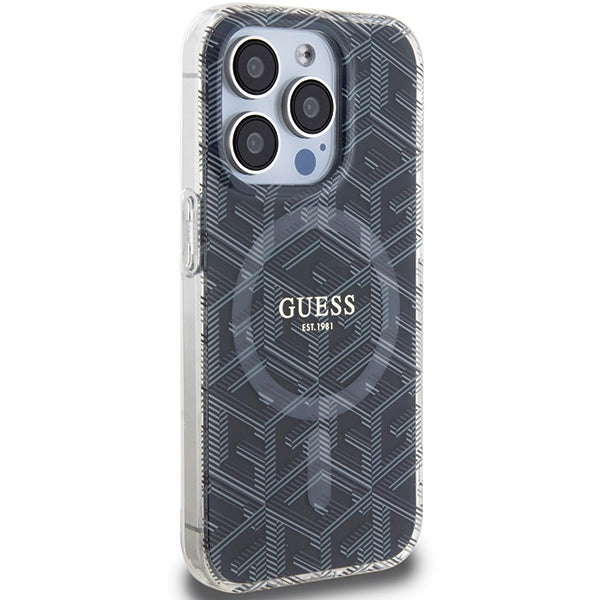Guess MagSafe dėklas iPhone 15 Pro Max – juodas