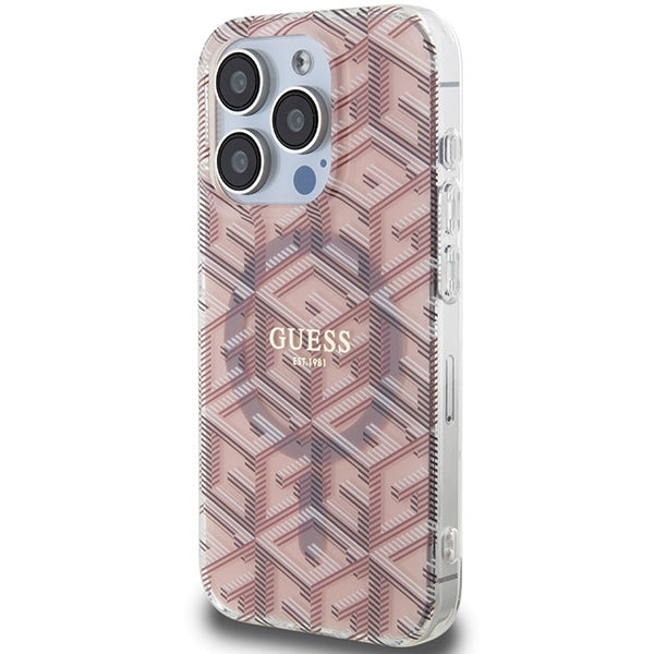 Guess MagSafe dėklas iPhone 15 Pro Max – rožinis