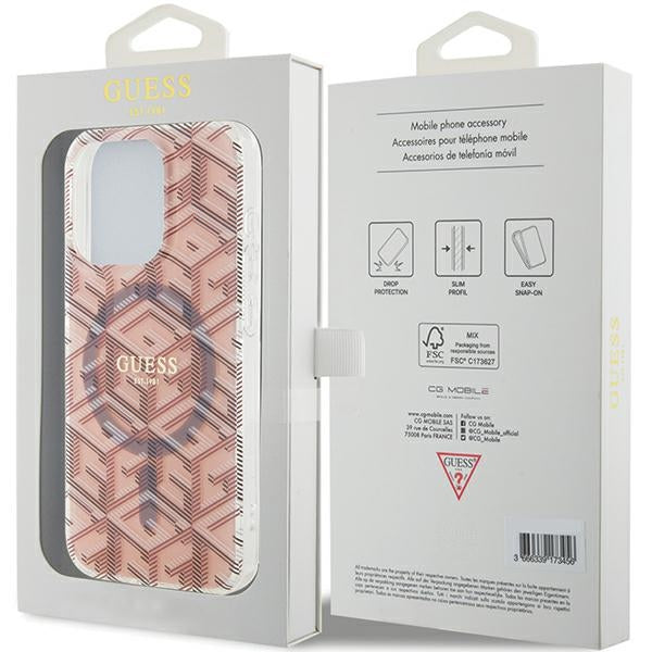 Guess MagSafe dėklas iPhone 15 Pro Max – rožinis