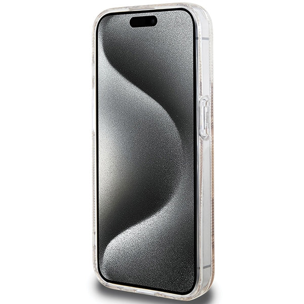 Guess MagSafe dėklas iPhone 15 Pro Max – rudas