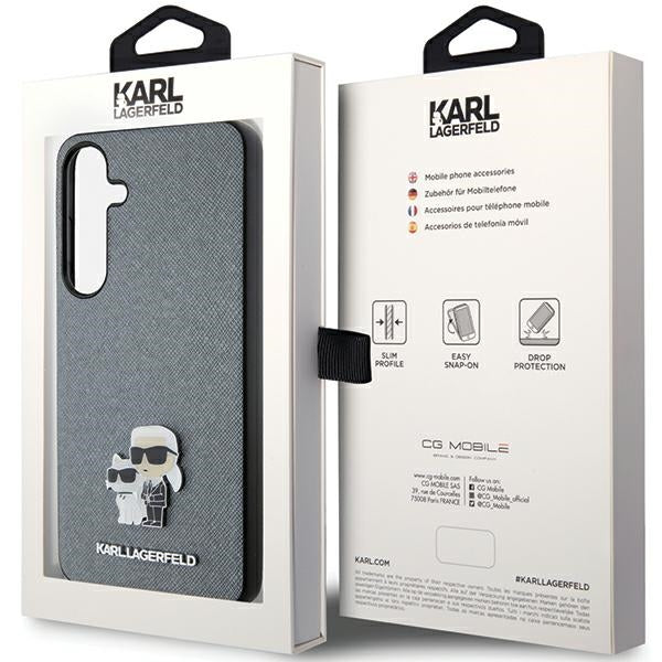 Karl Lagerfeld Saffiano dėklas Galaxy S24 – pilkas