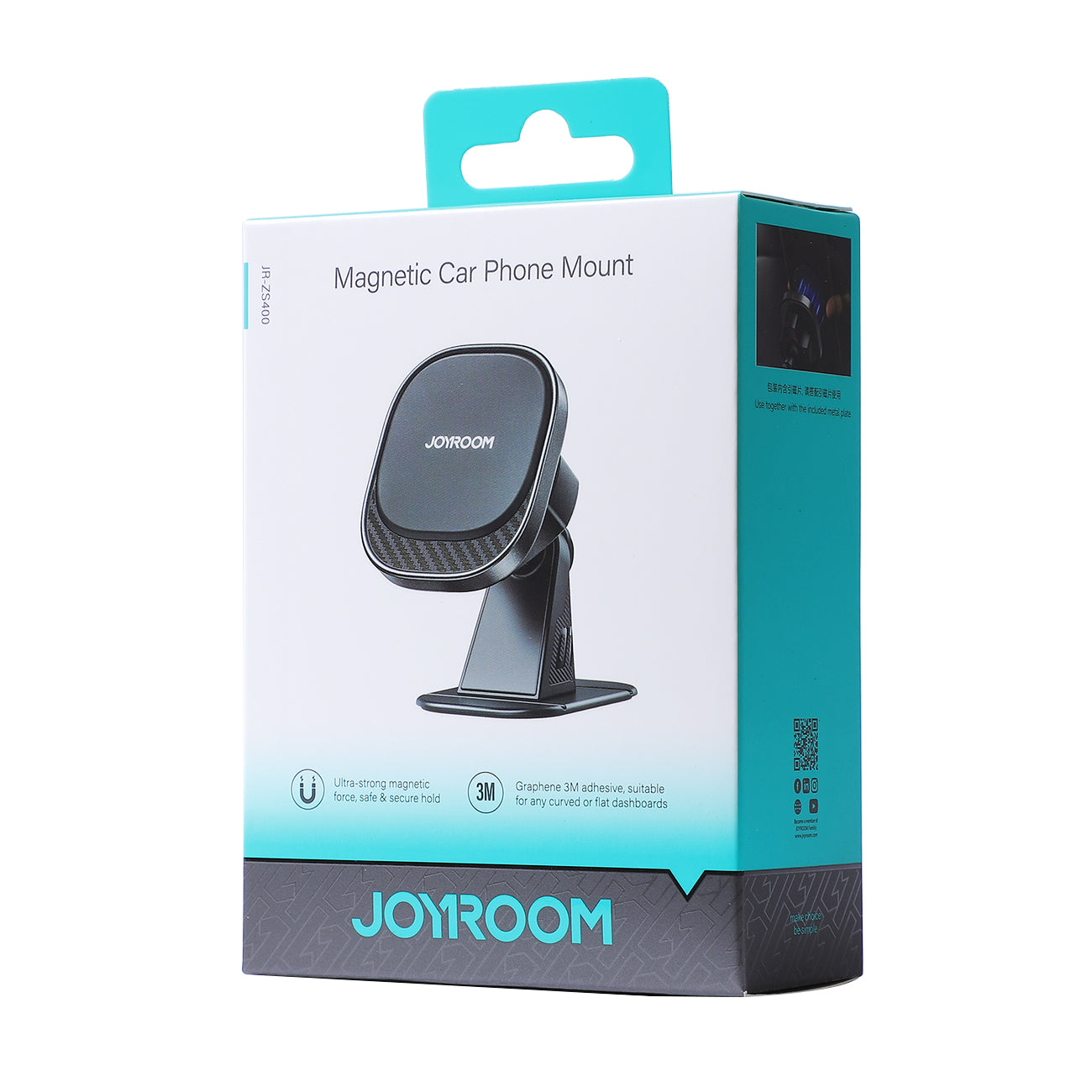Joyroom magnetinis automobilinis telefono laikiklis JR-ZS400 ant prietaisų skydelio, juodas
