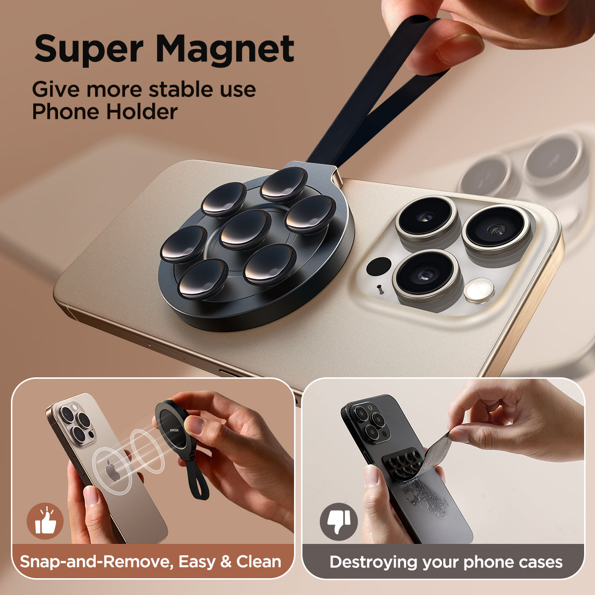 Joyroom magnetinis telefono laikiklis JR-ZS393 su siurbtukais, juodas