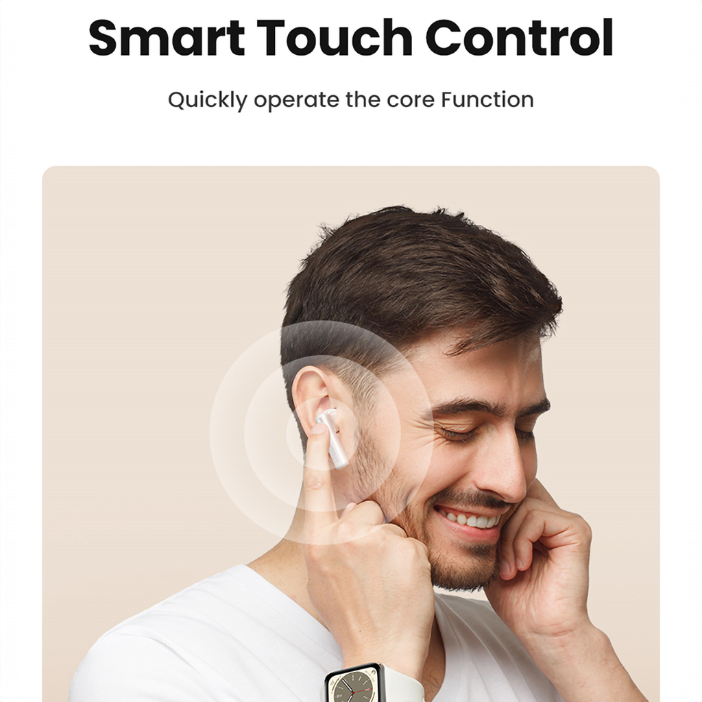 Ugreen HiTune T6 belaidės ausinės su ANC funkcija + USB-A – USB-C laidas – baltos -- Headphones