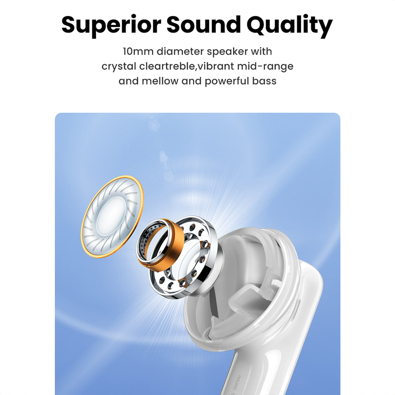 Ugreen HiTune T6 belaidės ausinės su ANC funkcija + USB-A – USB-C laidas – baltos -- Headphones