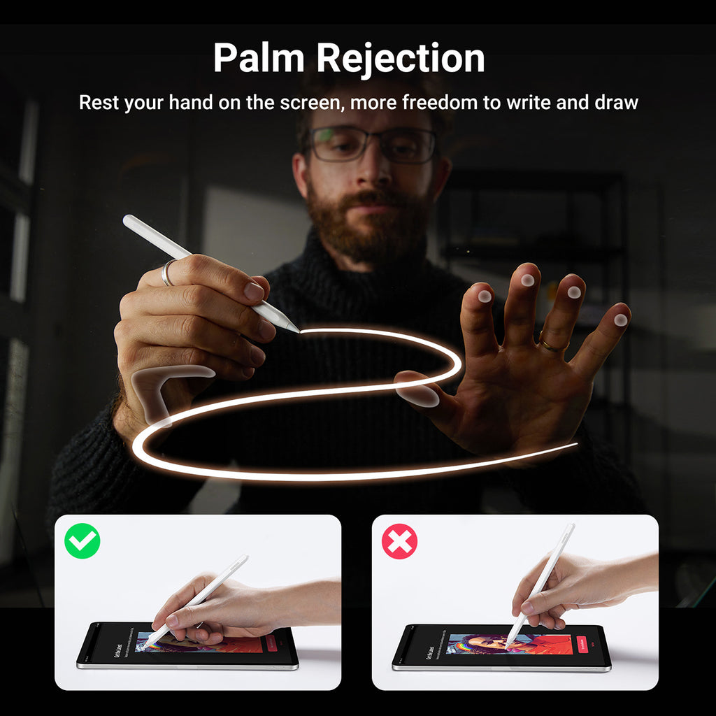 Ugreen LP653 liestinis pieštukas su belaidžiu įkrovimu iPad planšetėms – baltas -- iPad