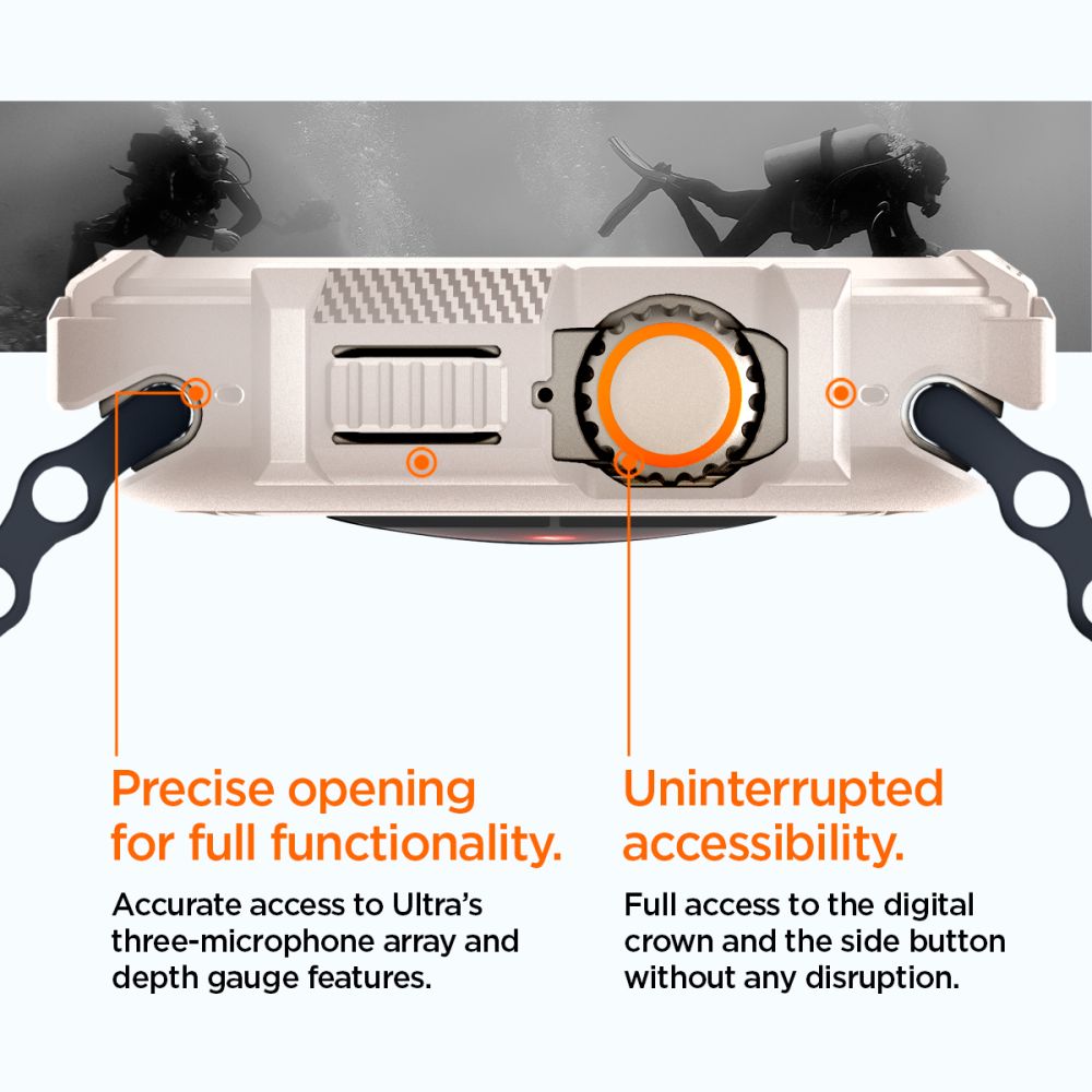 Dėklas Spigen Rugged Armor Apple Watch Ultra 1 / 2 / 3 (49 mm), smėlio spalvos -- Apple Watch Ultra (49 mm), Apple Watch...