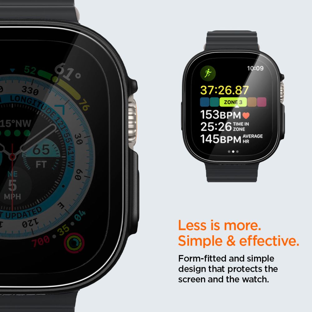Dėklas Spigen Thin Fit 360 Apple Watch Ultra 1 / 2 (49 mm), juodas -- Apple Watch Ultra (49 mm), Apple Watch Ultra 2 (49 mm)