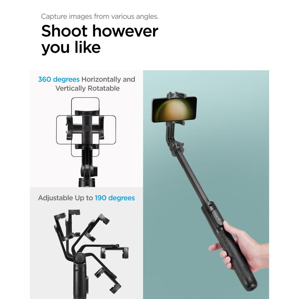 Spigen S560W Bluetooth asmenukių lazda su trikoju - juoda -- Selfie Sticks & Tripods