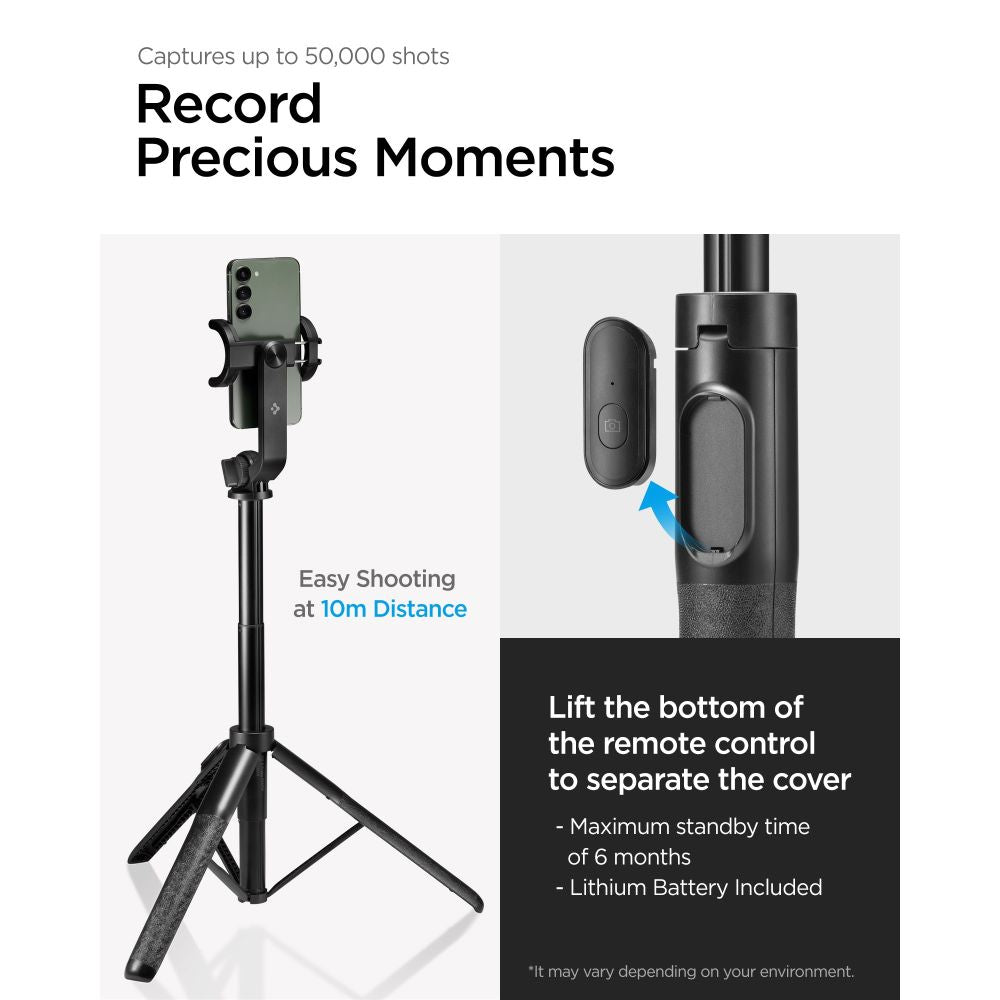 Spigen S560W Bluetooth asmenukių lazda su trikoju - juoda -- Selfie Sticks & Tripods
