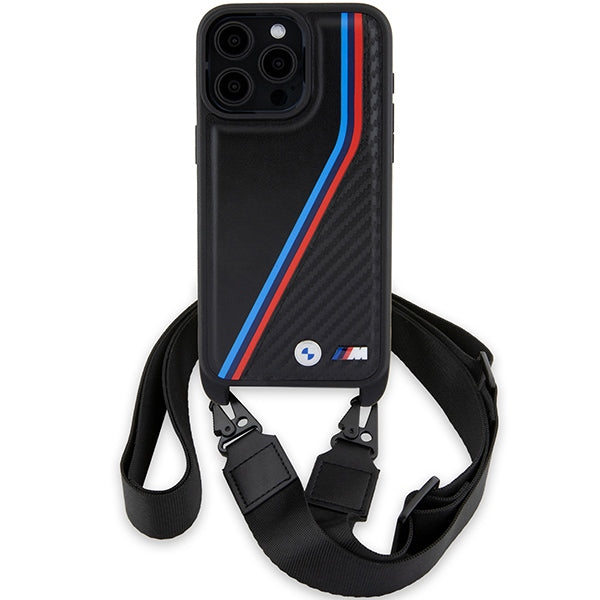 BMW M Edition Carbon Tricolor dėklas iPhone 15 Pro – juodas