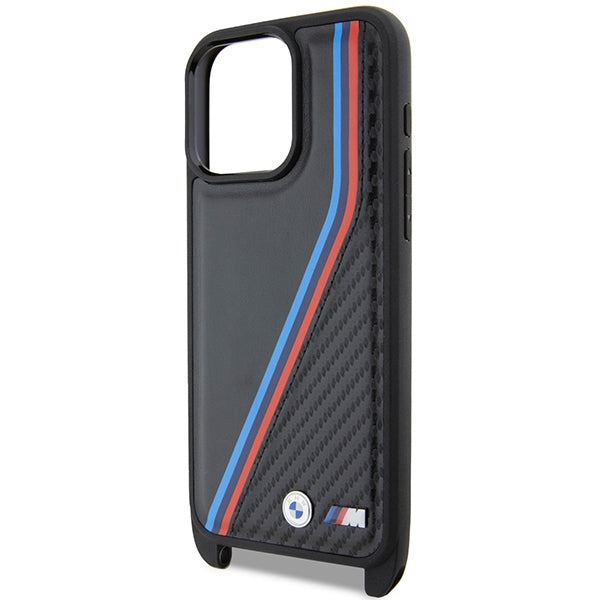 BMW M Edition Carbon Tricolor dėklas iPhone 15 Pro – juodas