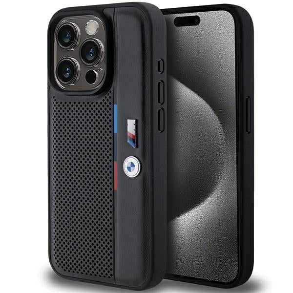 BMW perforuotas dėklas iPhone 15 Pro – juodas