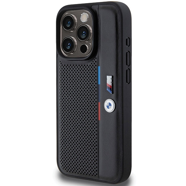 BMW perforuotas dėklas iPhone 15 Pro – juodas