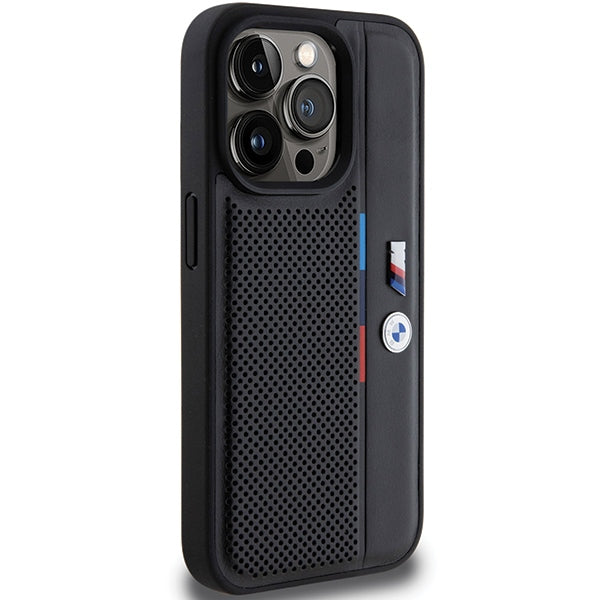 BMW perforuotas dėklas iPhone 15 Pro – juodas