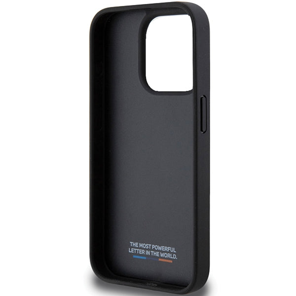 BMW perforuotas dėklas iPhone 15 Pro – juodas
