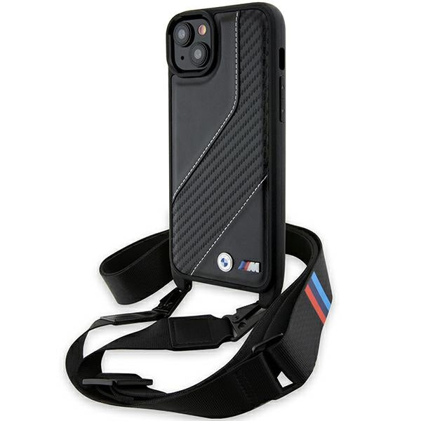 BMW M Edition Carbon Stripe & Strap dėklas iPhone 15 / 14 / 13 – juodas -- iPhone 15