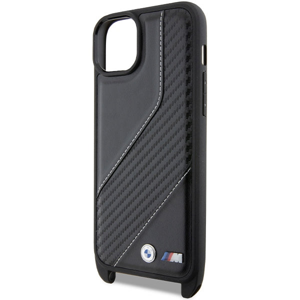 BMW M Edition Carbon Stripe & Strap dėklas iPhone 15 / 14 / 13 – juodas -- iPhone 15