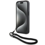 BMW odinis dėklas iPhone 15 Pro Max – juodas, su virvute
