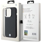 BMW Signature Wrapped Metal MagSafe dėklas iPhone 14 Pro - juodas