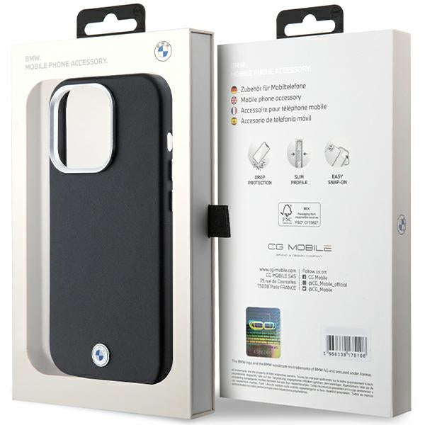 BMW Signature Wrapped Metal MagSafe dėklas iPhone 14 Pro Max – juodas