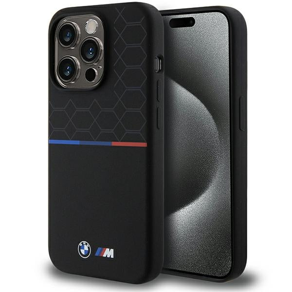BMW M MagSafe silikoninis dėklas iPhone 15 Pro – juodas