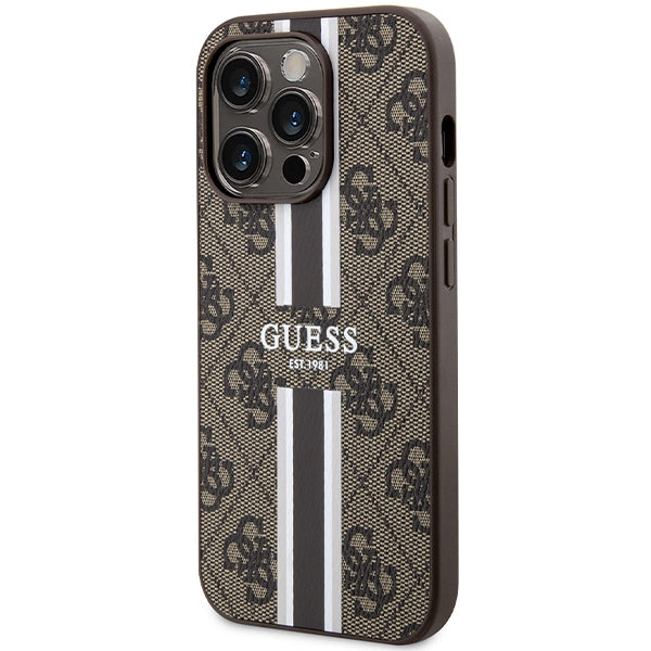 Guess MagSafe dėklas iPhone 15 Pro – rudas