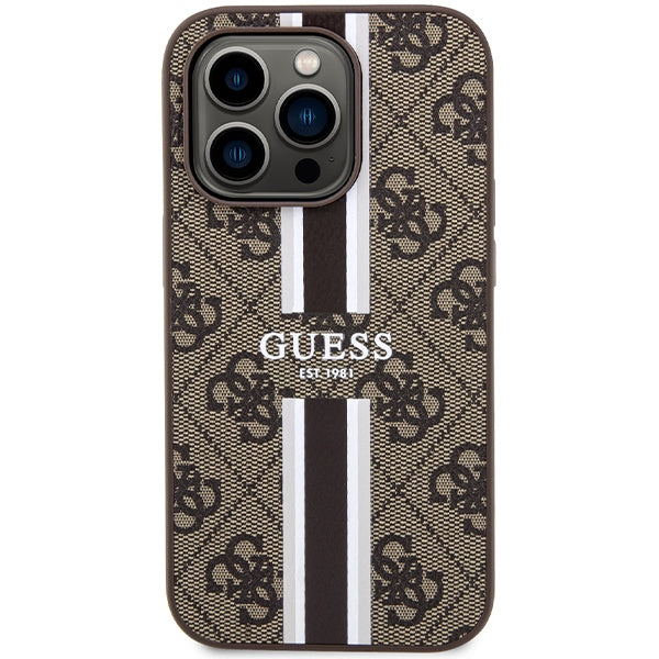 Guess MagSafe dėklas iPhone 15 Pro – rudas