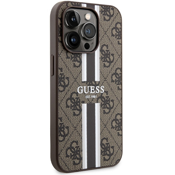 Guess MagSafe dėklas iPhone 15 Pro – rudas