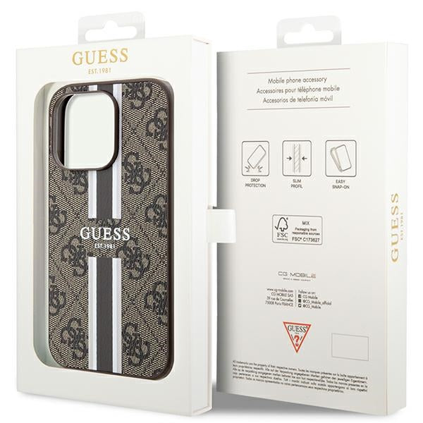 Guess MagSafe dėklas iPhone 15 Pro – rudas