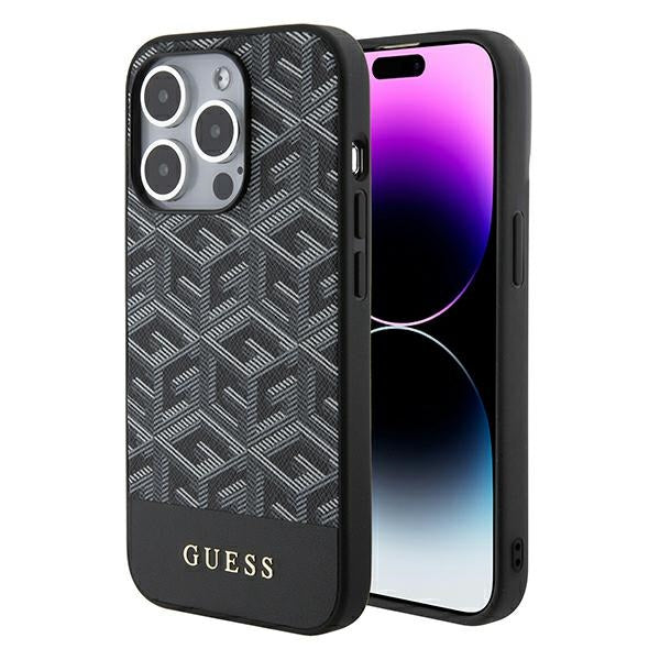 Guess GCube Stripes MagSafe dėklas iPhone 15 Pro Max – juodas -- iPhone 15 Pro Max