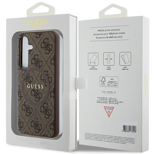 Guess 4G MagSafe dėklas Samsung Galaxy S24 – rudas