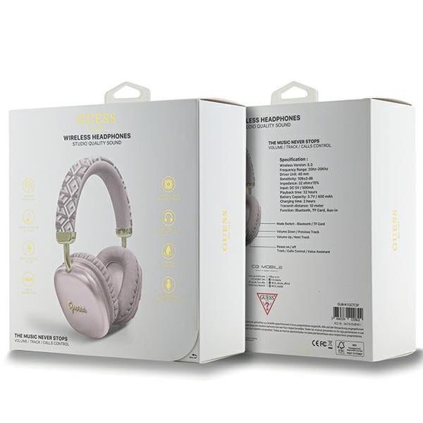 Guess GCube metalinis scenarijaus logotipos ausinės - Rožinės -- Headphones