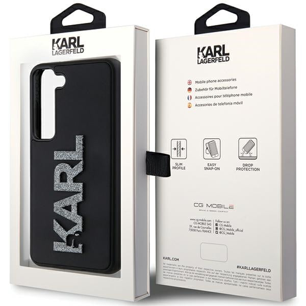 Karl Lagerfeld 3D Rubber Glitter dėklas Galaxy S23 – juodas