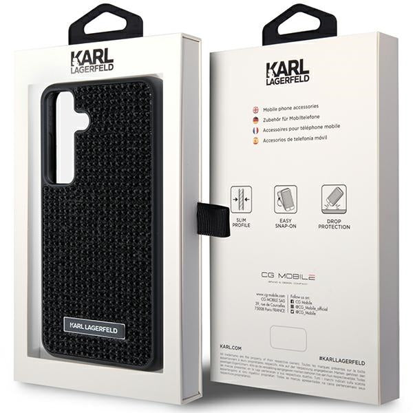 Karl Lagerfeld blizgus dėklas Samsung Galaxy S24 – juodas