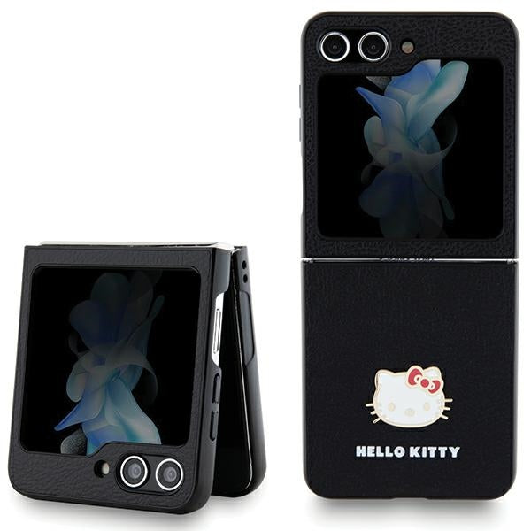 Hello Kitty Metal Logo dėklas Galaxy Z Flip5 – juodas -- Samsung Galaxy Z Flip 5
